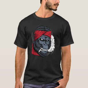 Gorilla Smoking A Cigar Cool Powerful Animal Art T-Shirt