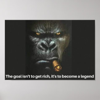 Gorilla smoking a cigar with a caption poster