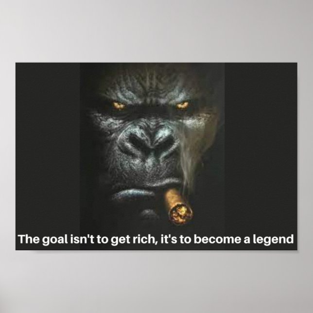 Gorilla smoking a cigar with a caption poster (Front)