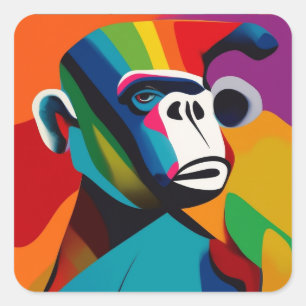 gorilla style square sticker