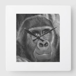 Gorilla sucking fingers Clock2 指しゃぶりのゴリラ時計 Square Wall Clock