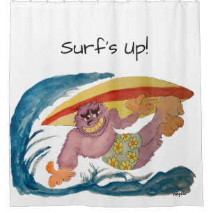 Gorilla Surfer Shower Curtain