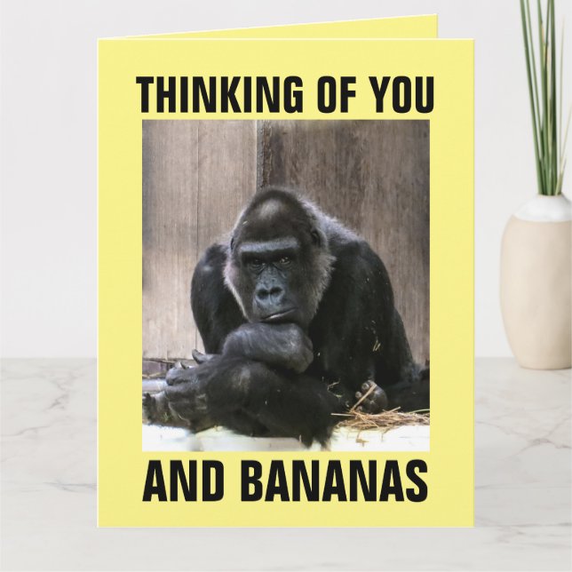 GORILLA THINKING OF YOU FUNNY GREETING CARD (Front)