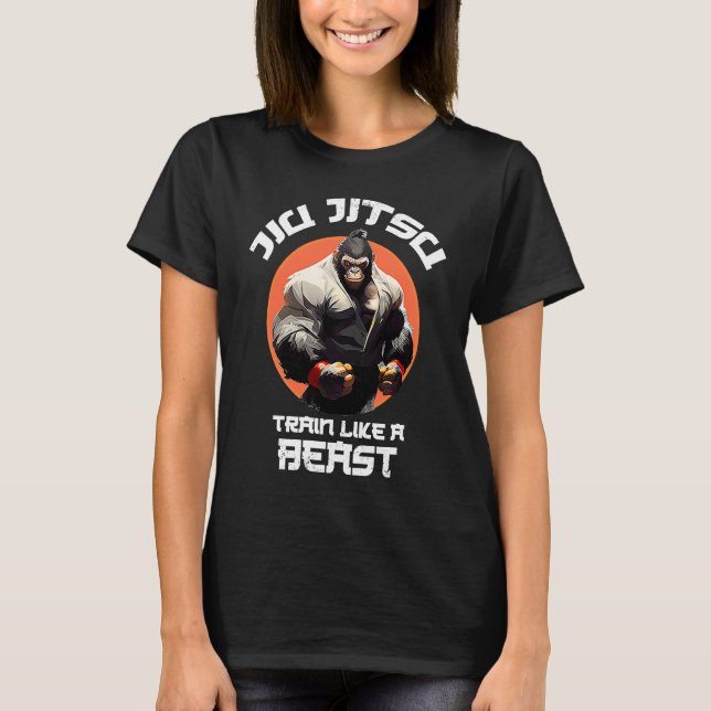 Gorilla Train like a Beast Jiu Jitsu BJJ Grappling T-Shirt (Front)