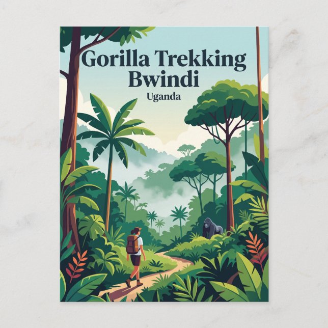 Gorilla Trekking Bwindi Impenetrable Forest Uganda Postcard (Front)