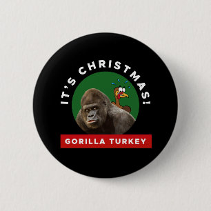 Gorilla Turkey Christmas Pun 6 Cm Round Badge