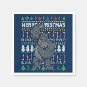Gorilla Ugly Christmas Sweater Wildlife Series Napkin