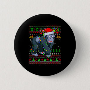 Gorilla Ugly Christmas Sweaters Holiday Santa Cute 6 Cm Round Badge
