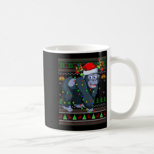 Gorilla Ugly Christmas Sweaters Holiday Santa Cute Coffee Mug (Right)
