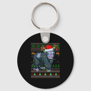 Gorilla Ugly Christmas Sweaters Holiday Santa Cute Key Ring