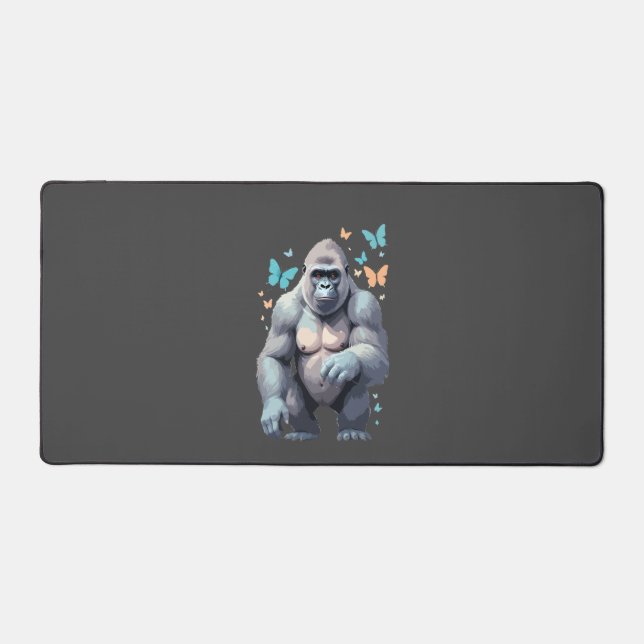Gorilla Vector Painting Adorable Fun Animal Play Desk Mat (Front)