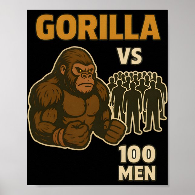 Gorilla vs 100 men epic battle poster (Front)