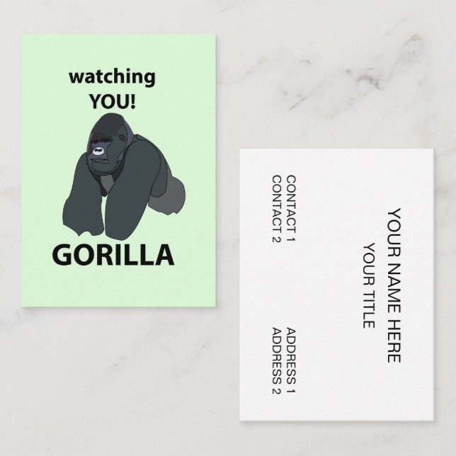 Gorilla Watching You Funny Gorilla Business Card (Front/Back)