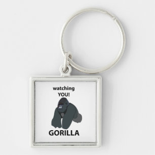 Gorilla Watching You Funny Gorilla Key Ring