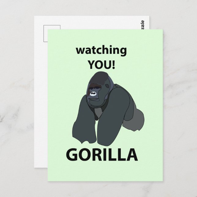 Gorilla Watching You Funny Gorilla Postcard (Front/Back)