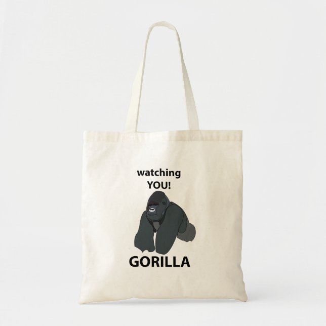 Gorilla Watching You Funny Gorilla Tote Bag (Front)