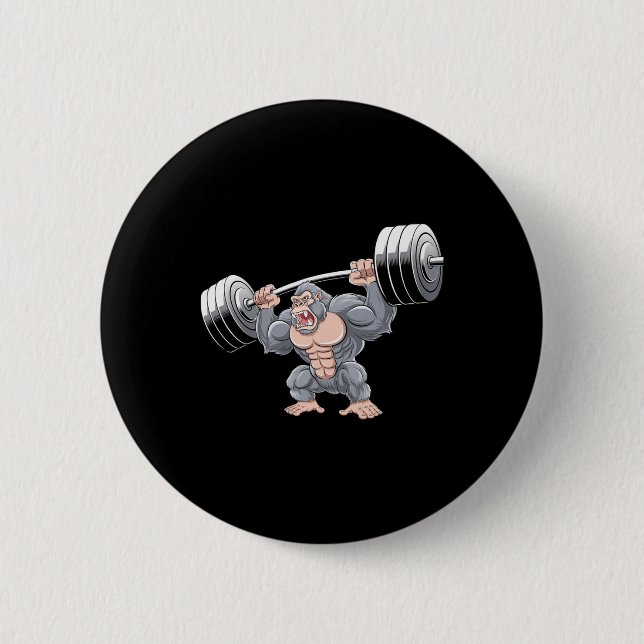 Gorilla Weightlifting Fitness Gym Training Bodybui 6 Cm Round Badge (Front)
