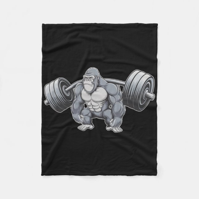 Gorilla Weightlifting Fitness Gym Training Bodybui Fleece Blanket (Front)