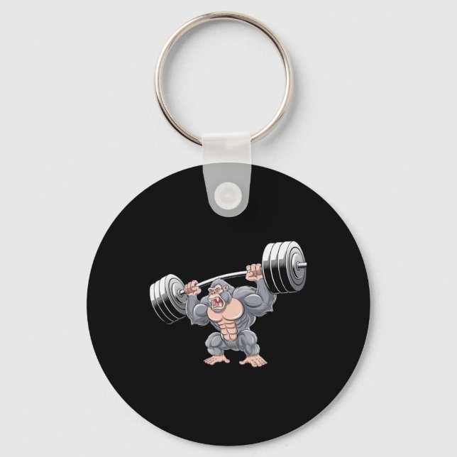 Gorilla Weightlifting Fitness Gym Training Bodybui Key Ring (Front)