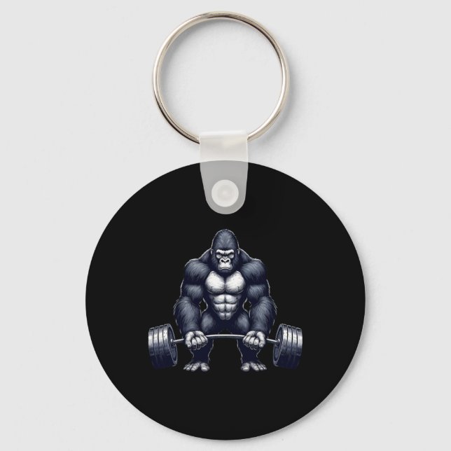 Gorilla Weightlifting Fitness Gym Training Bodybui Key Ring (Front)