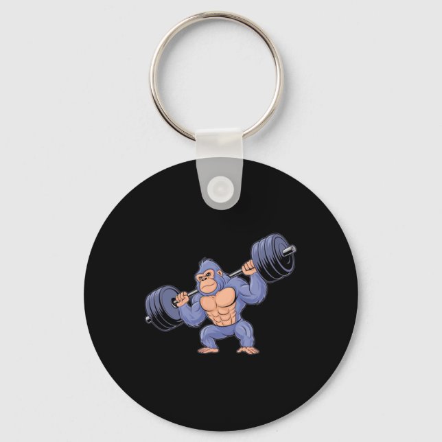 Gorilla Weightlifting Fitness Gym Training Bodybui Key Ring (Front)