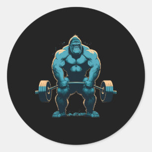 Gorilla Weightlifting Gym Fitness Deadlift Workout Classic Round Sticker