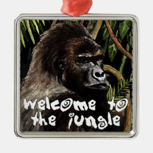 gorilla welcome to the jungle metal tree decoration