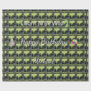 Gorilla Wild Pattern Birthday Theme Wrapping Paper
