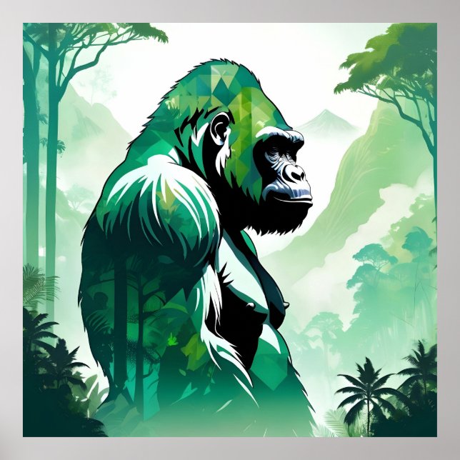 Gorilla Wildlife Animal Nature Environment Jungle Poster (Front)
