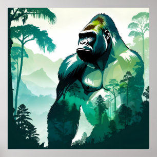 Gorilla Wildlife Animal Nature Environment Jungle Poster