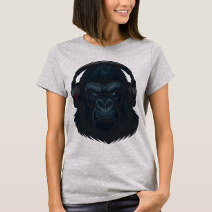Gorilla with Headphones — Fierce Music Lover T-Shirt