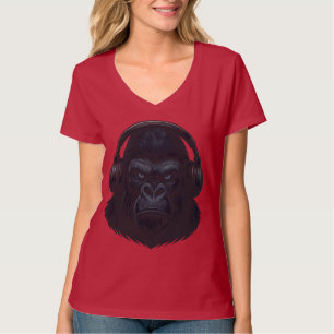 Gorilla with Headphones — Fierce Music Lover T-Shirt