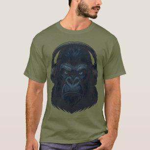 Gorilla with Headphones — Fierce Music Lover  T-Shirt