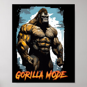 Gorilla Workout Tees Gorilla Mode Gym And Bodybuil Poster
