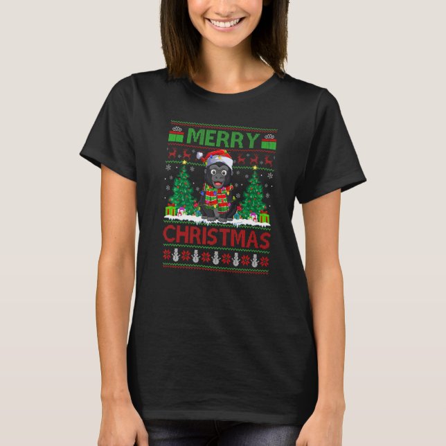 Gorilla  Xmas Tree Lights Ugly Santa Gorilla Chris T-Shirt (Front)