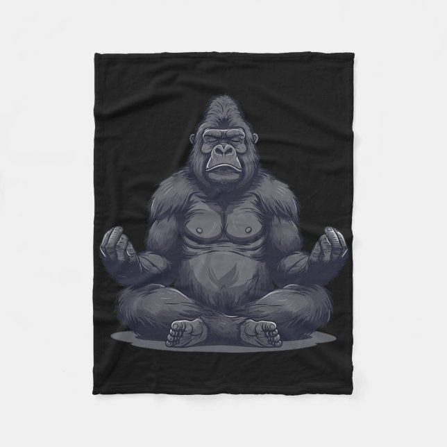 Gorilla Yoga Relax Silverck Gorilla _1  Fleece Blanket (Front)