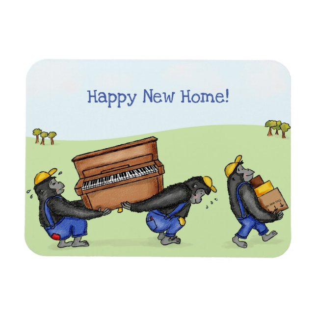 Gorillas funny moving house new home fridge magnet (Horizontal)