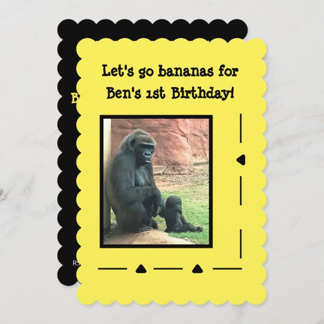 Gorillas Go Bananas Birthday Invitation (Front/Back)
