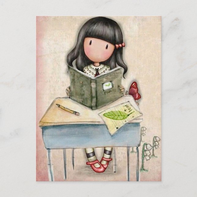 Gorjuss Girl Study Time Postcard  (Front)