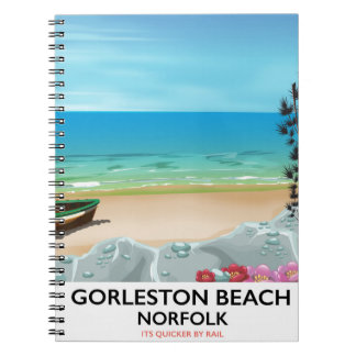 Gorleston Beach Norfolk Rail poster. Notebook