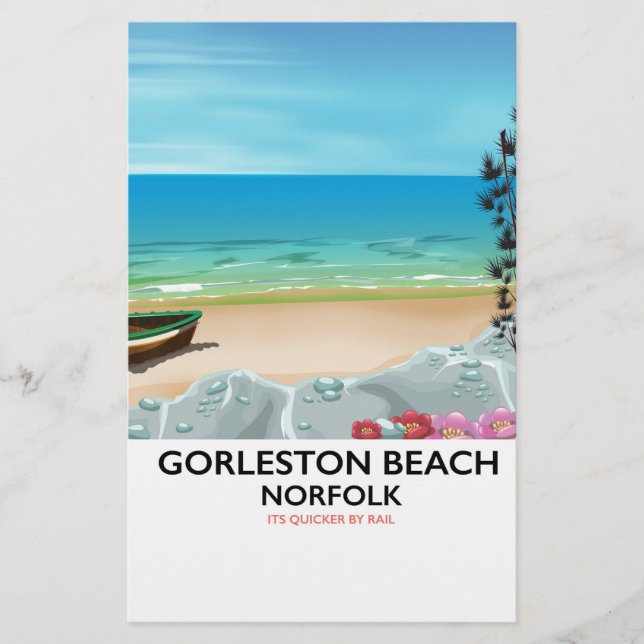 Gorleston Beach Norfolk Rail poster. Stationery (Front)