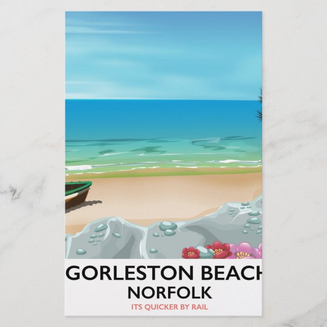 Gorleston Beach Norfolk Rail poster. Stationery (Front)