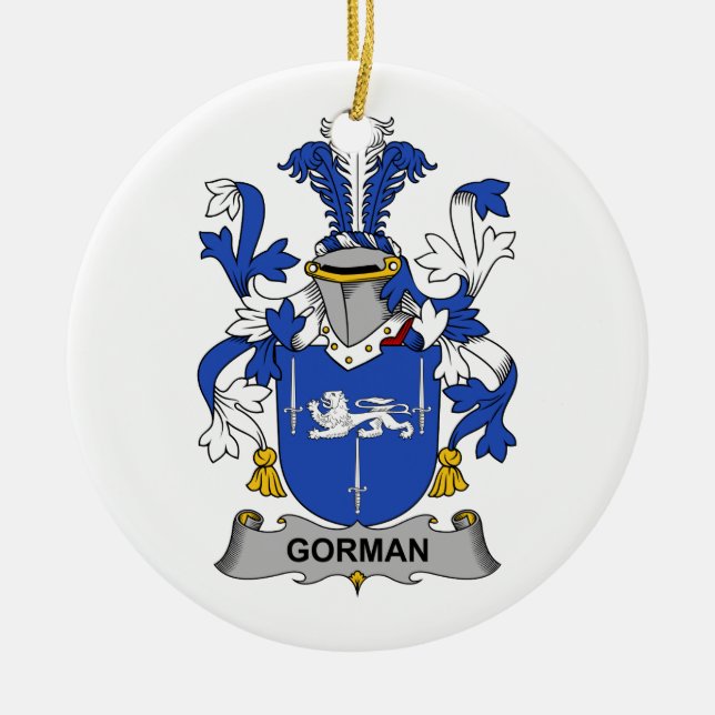 Gorman Family Crest Ceramic Tree Decoration (Front)