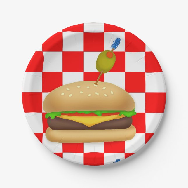 Gormet Cheeseburger Paper Plate (Front)