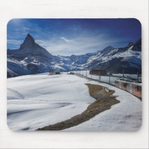 Gornergrat railway train and Matterhorn in Zermatt Mouse Mat