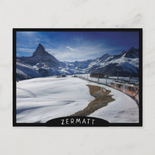 Gornergrat railway train and Matterhorn in Zermatt Postcard