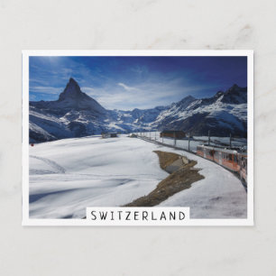 Gornergrat railway train and Matterhorn in Zermatt Postcard