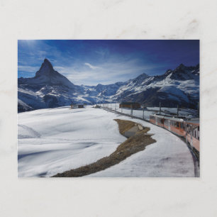 Gornergrat railway train and Matterhorn in Zermatt Postcard