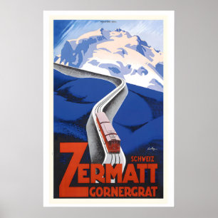 Gornergrat Zermatt Switzerland Vintage Travel Poster