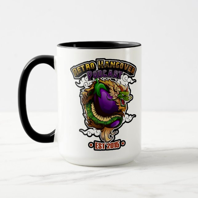 Gorp the Eggplant Dragon Two-Tone Jumbo Mug (Left)